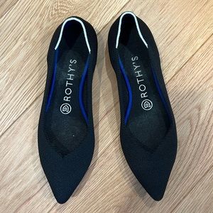 Rothy’s The Point Flats Pointed Toes Ballet Flats Black Solid Women Size 7